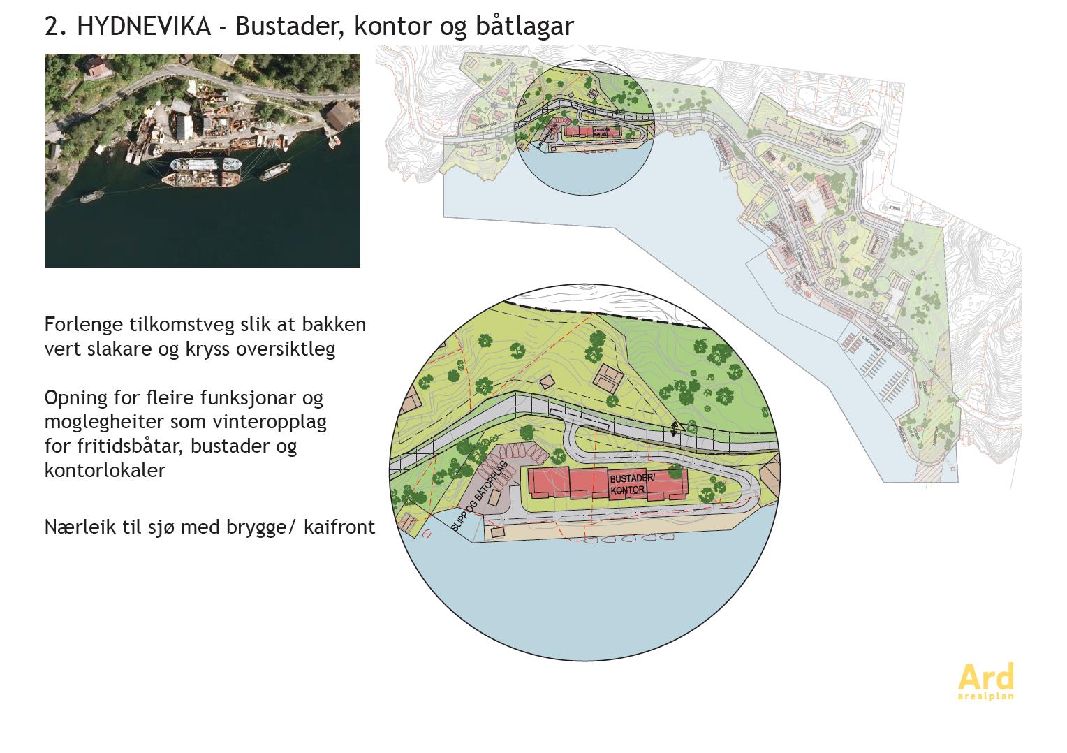 8.4.2 Hydnevika Motorverkstaden i Hydnevika er i dag eit område som i stor grad skjemmer Stamnes. Areala er fylt opp av gamle båtar, lastebilar, og alt mogleg anna metallskot.