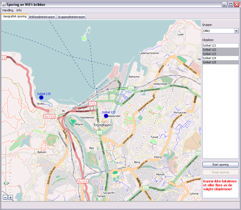 5.2.1.5 Posisjonering av flere objekter og sporing For å posisjonere flere brikker, kan brukeren velge flere av brikkene i listen ved å holde inne Ctrl-tasten.