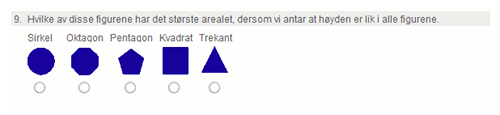 I dette eksempelet ble plasseringen av knappene satt til "under" (i forhold til bilder/tekst), og bildeplasseringen satt til "under" (i forhold til teksten).