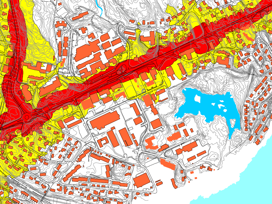 6.8 Støy Kilde akustikk AS utførte i 2007 ei støyvurdering i samband med utarbeiding av kommunedelplan for Knarvik Alversund 2007-2019.