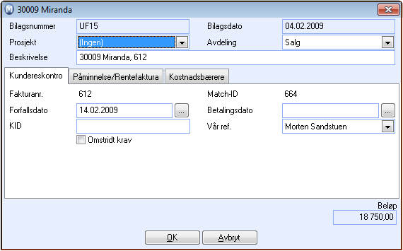 Inn-/Utbetaling Betalinger kan registreres i Bilagsregistrering (se avsnitt Registrering av betaling) eller i Reskontro.