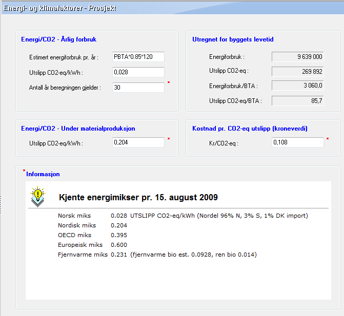 Skjermbildet lar deg velge nødvendige verdier.