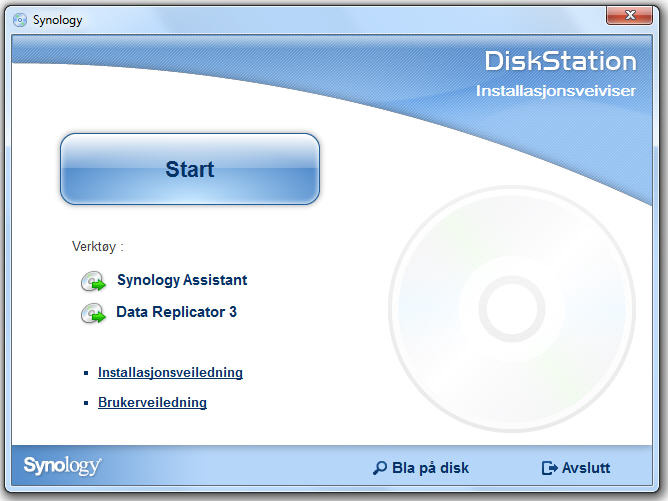 Installer DSM fra installasjonsplaten Hvis du foretrekker å installere DSM fra installasjonsplaten som følger med, eller hvis du har fåt vanskeligheter med Web Assistant, kan du også