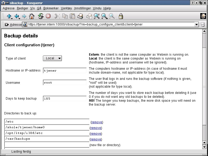 Figur 8-4. slbackup, backup details, client Kapittel 8.