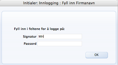 9. I neste vindu kan du logge deg inn ved å trykke OK (Dersom du har valgt passord, fyll inn dette også) 10. Neste steg er å importere Grunndata.