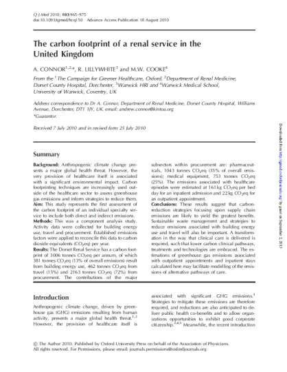 The Carbon Footprint of a Renal