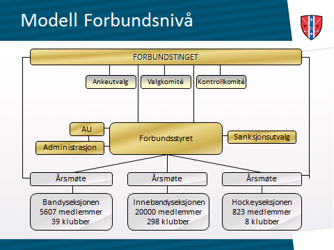 ORGANISASJONEN Norges Bandyforbund er et fleridrettsforbund hvor tre særidretter inngår i et formelt organisasjonsledd som har medlemskap i Norges Idrettsforbund.