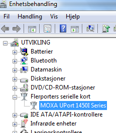Første gang UPort'en benyttes må den konfigureres ved å starte «Enhetsbehandling» (Device