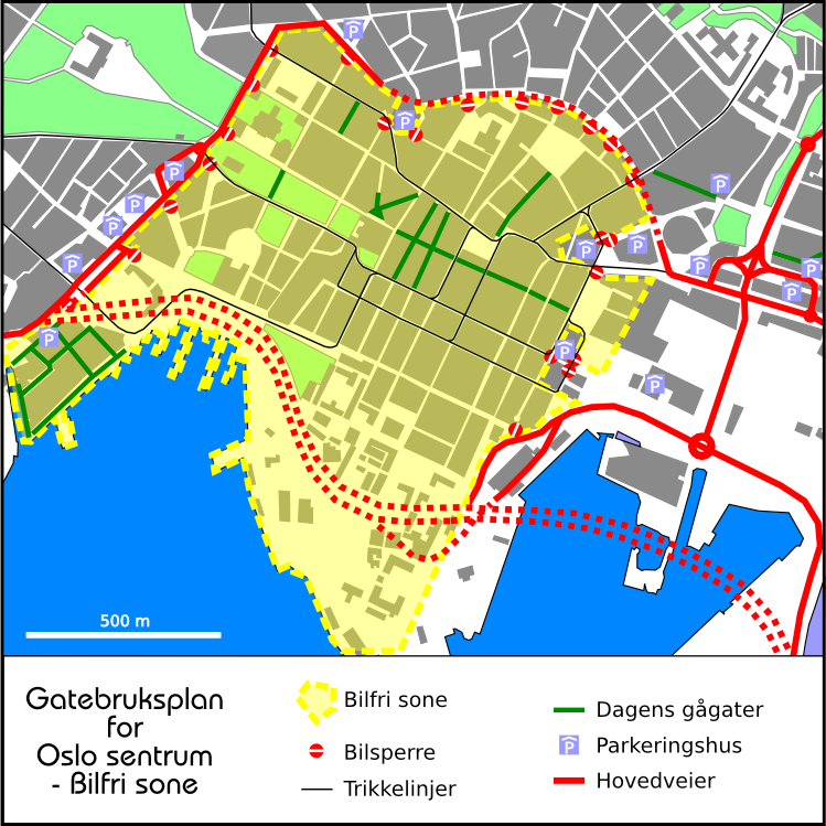 Bakgrunnsstoff 1: Gatebruksplan for et bilfritt sentrum Oslo sentrum har allerede en gatebruksplan, Oslo sentrum Prinsipplan for gatebruken.