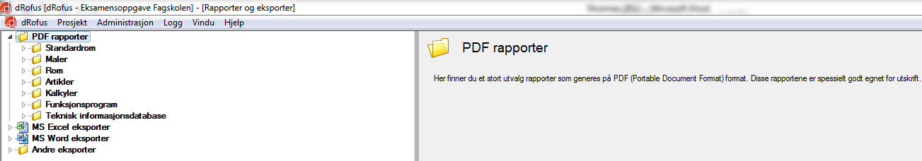 Eksportere rapporter fra drofus Jeg har etter hvert som jeg har blitt mer kjent med drofus, og ikke minst nytten av programmet for RIV, at en viktig del i et tidligfase-prosjekt er rapporter.