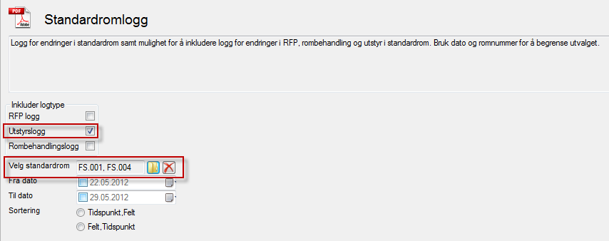 Rom-logg Under rom-logg kan man hente ut en detaljert rapport om enkelte rom, endringer i standardrom, eller endringer i hele prosjekter.