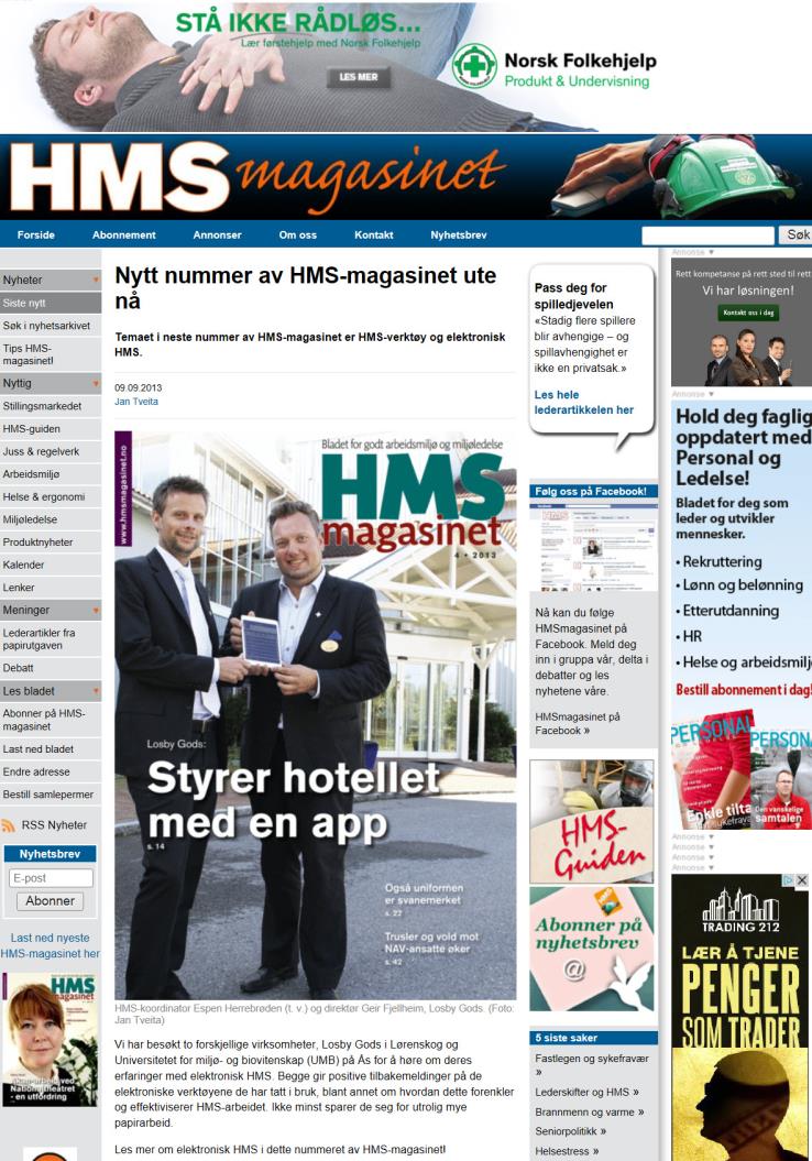 HMS-magasinet HMS-magasinet: «Losby Gods styrer hotellet med en App»