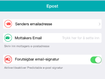 Deretter skriver du inn mottakerens e-postadresse i boksen under. Også brukere har muligheten til å slå på / av Forutsigbar e-signatur-funksjonen, ved å trykke på glideren.