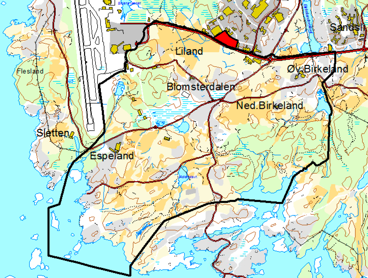 1.12 Pågående planarbeider i nærheten av flyplassområdet Områdene rundt flyplassen er attraktive for næringsutvikling og det foregår mye planarbeid rundt flyplassen. Det arbeides bl.a. med å fastlegge en langsiktig grense mellom friluftsområdene og framtidige næringsarealer på Kokstad.