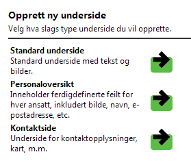 Undersider En underside er mer statisk enn en artikkel, og er synlig under nedtrekksmenyen på venstre side på websiden.