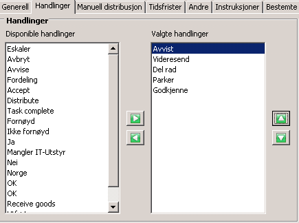 14.1.2 Handling I tillegg til standard handlingsalternativer kan en også velge blant egendefinerte handlinger.