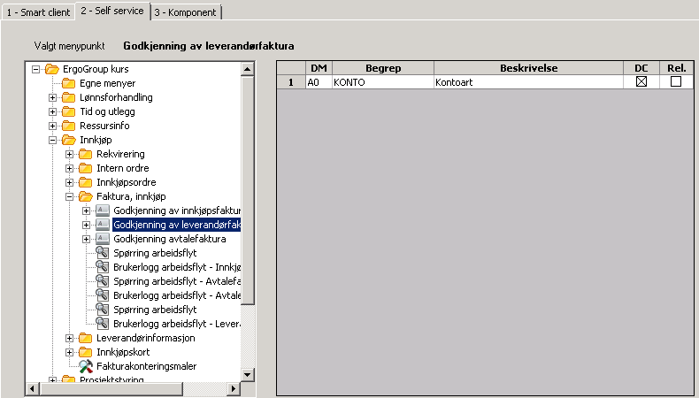 Svar Ja på spørsmål om å lagre oppdatering Svar Nei på spørsmål om å sette repeterende tilgangsrettigheter Sett datakontroll på det aktuelle menypunktet Jobb deg ned til aktuell menypunkt