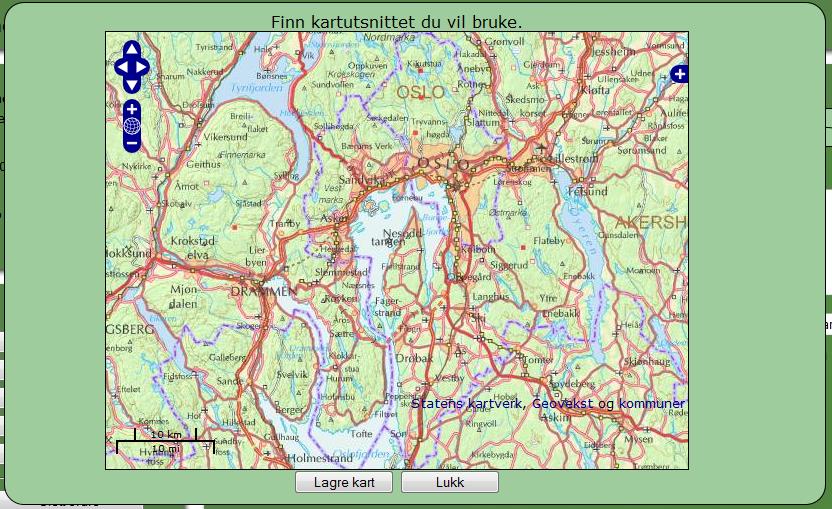 Ny fra kart Denne muligheten brukes når man ønsker å hente inn kartutsnitt direkte fra Statens Kartverk.