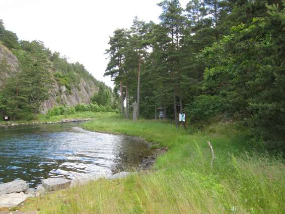 kommer man inn på hyttefeltet på Kjørrvika. Man kommer nedenom Kjørrvika, og så opp til Støleveien. Her følges Støleveien ned til båthavna, og så rundt Saulekilen.