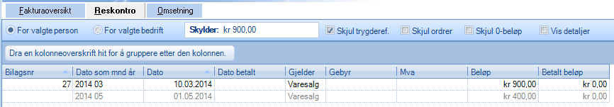 4.2.3 Generer en ny ordre/faktura for en ny måned eller periode Til slutt vil vi bare vise hvordan du generer en ny ordre/faktura for neste måned/periode og hvordan fakturaoversikten og reskontro da