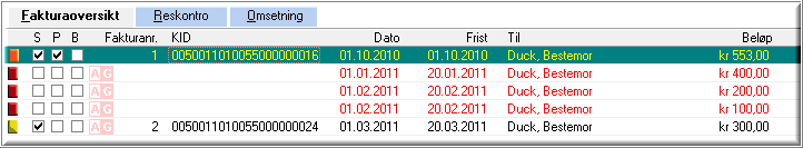 Svarer du nei, anses fakturaen som fortsatt rød status, dvs. ikke sendt. Når dette er gjort vil du se at status på faktura er endret, hvor det nå er haket av.