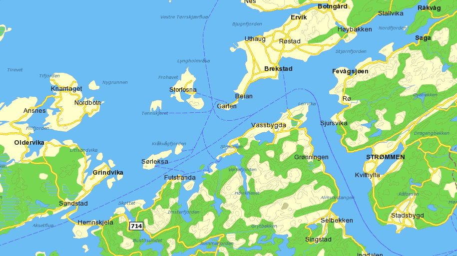 Beliggenhet Eiendommene består av en ubebygd eiendom beliggende ved sjø. Det er få fastboende innbyggere på Kråkvåg og Storfosna. Kråkvåg har ifølge Wikipedia ca.