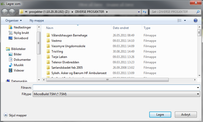 Eksport til TSM For å kunne lage en TSM-fil går du på Fil i Hovedmenyen og deretter «Lagre