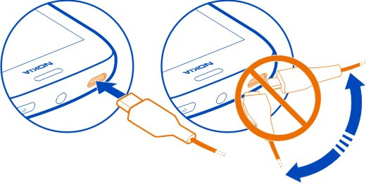 10 Komme i gang 2 Når batteriet er fullt, kobler du laderen fra telefonen og deretter fra stikkontakten.