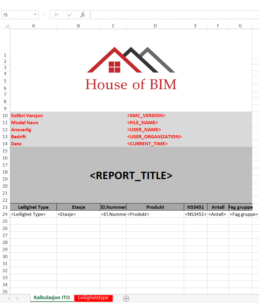 Eksamen BIM I 014 8.05.014 11.4 BEARBEIDING AV INFORMASJON Informasjonen jeg høster fra modell ved å benytte meg av Information Takeoff skriver jeg ut i en rapport.