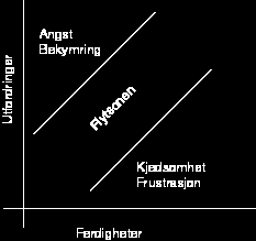 utfordringer (Høyskolen i Østfold, 2011). Er utfordringene på et for høyt nivå i forhold til ferdigheter, vil personen føle angst og bekymring.