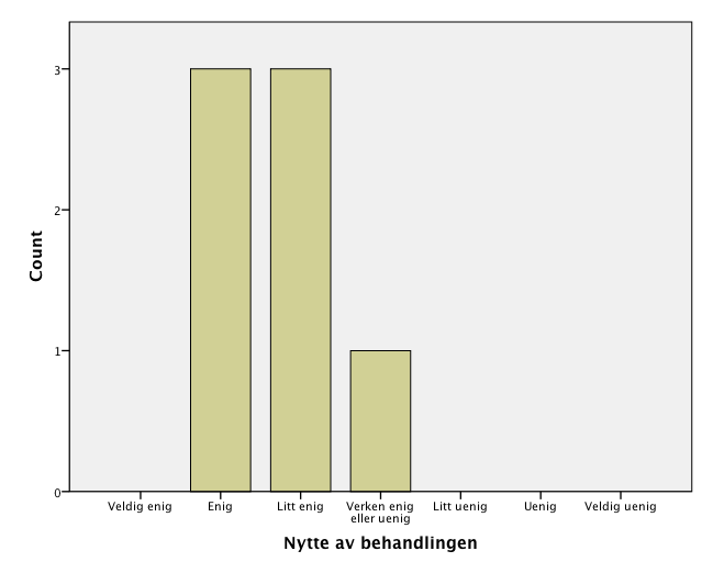 8 - Motivasjonsarbeid som tok lang tid. Kartlegging (som pasienten har likt pga det ble konkret og praktisk var et godt utgangspunkt).