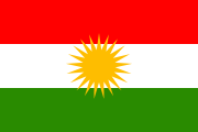 36 Buzhan er fra den Irakiske delen av Kurdistan, som du ser som ei rute på dette kartet. Men hele det lyse området er det som betegnes som et eventuelt Kurdistan. Det kurdiske flagget.