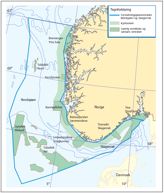 3.4 Særlig verdifulle og sårbare områder I Helhetlig forvaltningsplan for Nordsjøen og Skagerak (/12/), arealrapporten til denne (/16/) og i sammenstillingsrapporten for verdifulle områder /17/