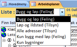 Du har ikke anledning til å endre på informasjon om bygningen som vises i listen.