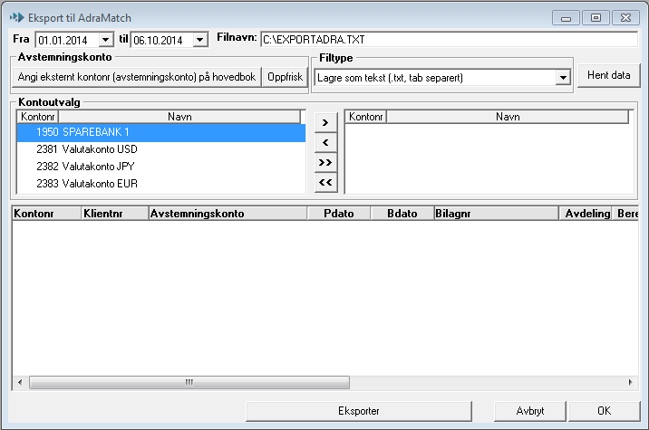 3. Integrasjon AdraMatch Modul for integrasjon med AdraMatch er tilgjengelig. AdraMatch er et program som typisk avhjelper bankavstemninger mot kassekonti i hovedboka.