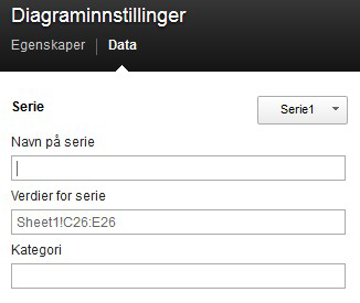 1. Velg diagrammet du vil endre datakildeverdier for. 2. Høyreklikk på diagrammet og velg Rediger diagram. Vinduet Diagraminnstillinger blir åpnet. 3. Klikk på Data. 4.