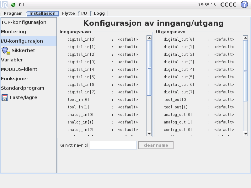 12.8 Installasjon I/U-konfigurasjon ADVARSEL: Sørg for å bruke de riktige installasjonsinnstillingene. Lagre og last ned installasjonsfilene sammen med programmet. 12.