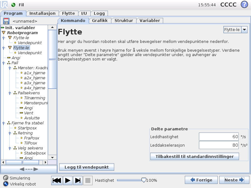 13.5 Kommando: Flytte 13.4 Kommando: Tom 13.5 Kommando: Flytte Programkommandoer må settes inn her.