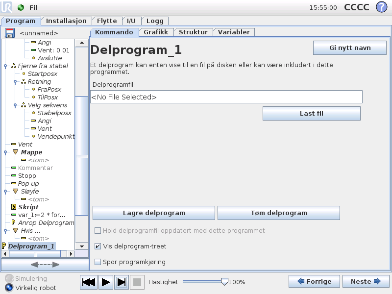 13.17 Kommando: Delprogram Sløyfer i de underliggende programkommandoene.