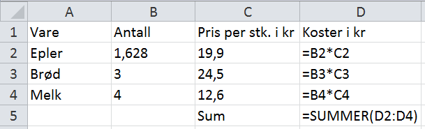 Beskjæring til utskrift Når du skal levere en utskrift av oppgaven du har løst, må du ha med både løsningen av oppgaven og en utskrift av formlene du har brukt.