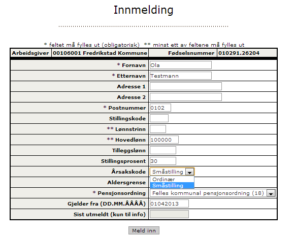 Endringer i Nettpensjon Det er foretatt noen små endringer i Nettpensjon i forbindelse med nye innmeldingsregler. Det er foretatt endringer på skjemaene for innmelding og endring.