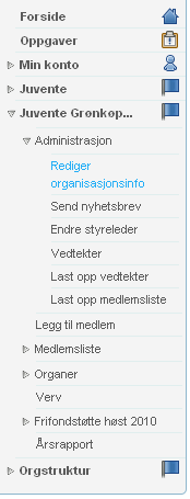 1. Trykk på lagsnavnet til laget ditt i venstre meny (Rød boks) 28 2. Trykk på Administrasjon i listen som kommer til syne (Grønn boks) 3.