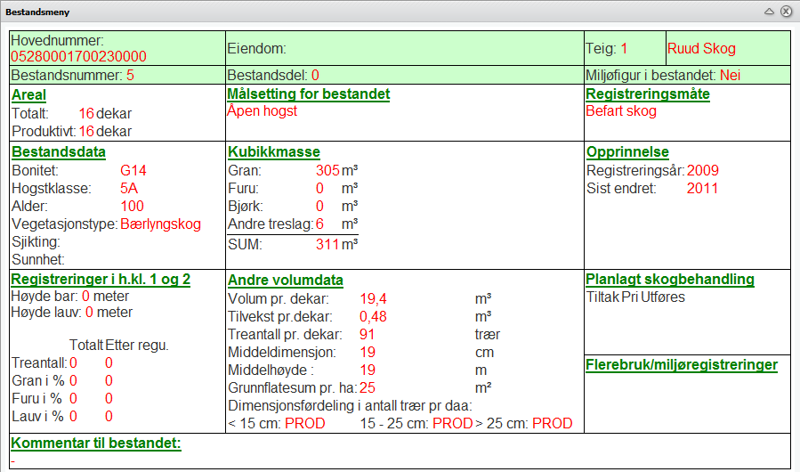 Se på innholdet i bestand Du kan finne data om de enkelte bestand ved å bruke Bestandsmenyen (1). Den finner du i Hjemmenyen (2), og også i Skog (3).