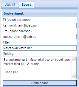 Til venstre ser du kartets plassering på valgte papirformat. Du kan zoome i kartet for å få utskriften slik du ønsker, det er også mulig å skifte grunnkart.