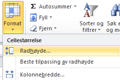 KOLONNEBREDDE OG RADHØYDE