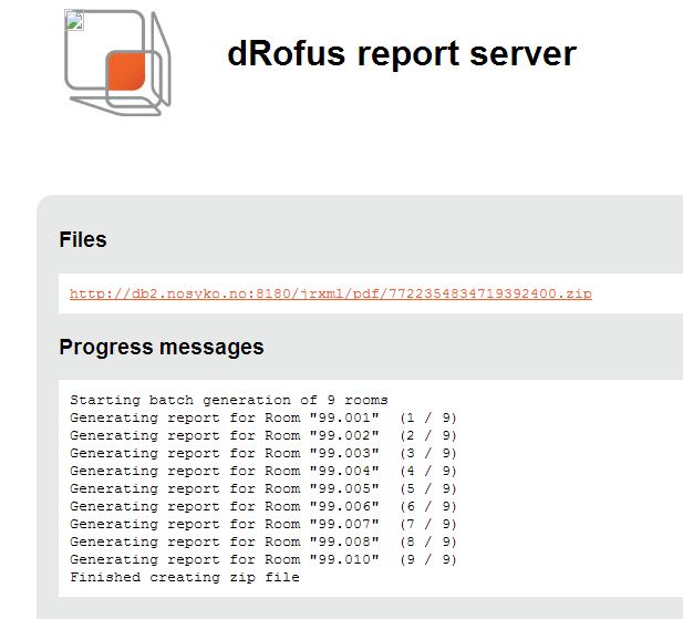 Figur 50: "PDF samling" Når genereringen starter vil en nettside komme til syne som gir deg statusen på fremdrift.