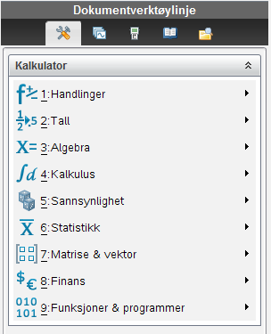 Verktøykassevinduet. Alternativer for det valgte verktøyet vises i dette området.