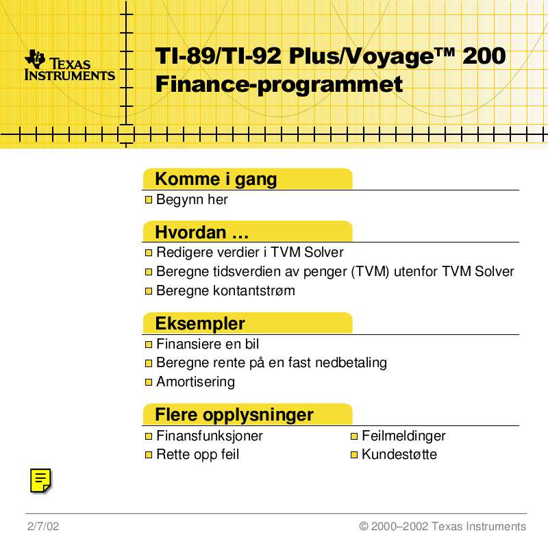 spesifikasjoner, sikkerhet råd, størrelse, tilbehør, etc.).