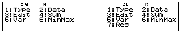 Bruke STAT Meny Mens STAT-redigeringsskjermen eller STAT-kalkulasjon skjermen er på, trykker du å vise STATmenyen.