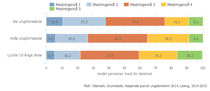 Lesing: I lesing skårer vi bedre enn de vi kan sammenligne oss med, kommunegruppe 11, fylket og nasjonalt.